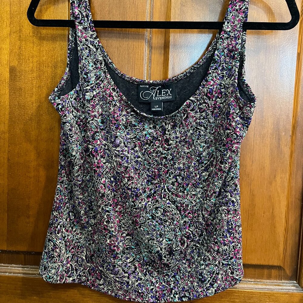 Alex Evenings, Glimmer Sleeveless Top - Large Petite